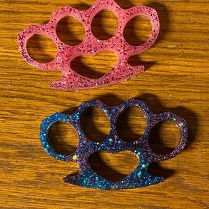 Glitter Brass Knuckles Duster Keychain! Can do any color, no two are alike!